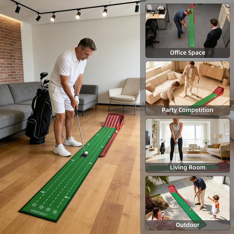 Crestgolf Golf Putting Mat with Fun 4 Flips for Uphill Putting Function | Challenge Golf Game Putting Green | Perfect Your Putting Skills for Home, Office, or Indoor & Outdoor Use - Image 5